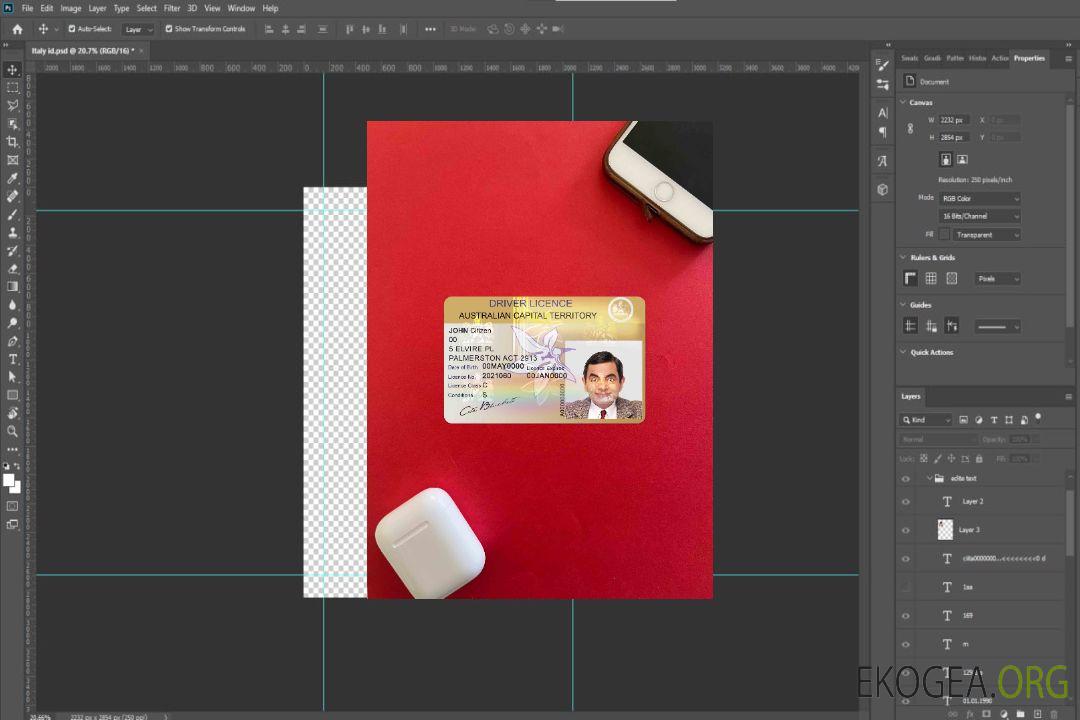 Australie Permis de conduire de l'État de la capitale photolook AVANT template